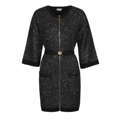 Stijlvolle Mini Jurk met Riem Elisabetta Franchi , Black , Dames