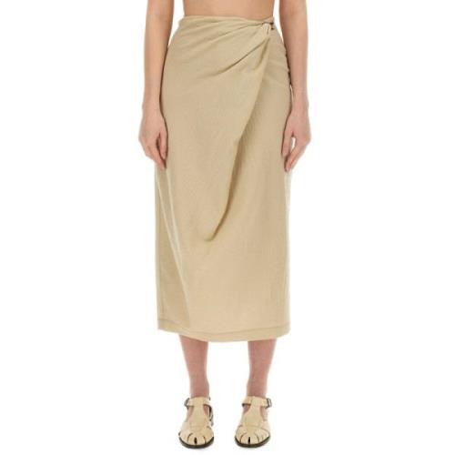 Wollen Midi Rok met Haak Alysi , Beige , Dames