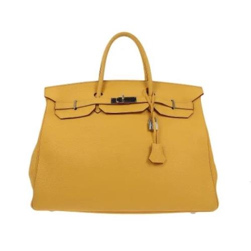 Pre-owned Leather handbags Hermès Vintage , Yellow , Dames