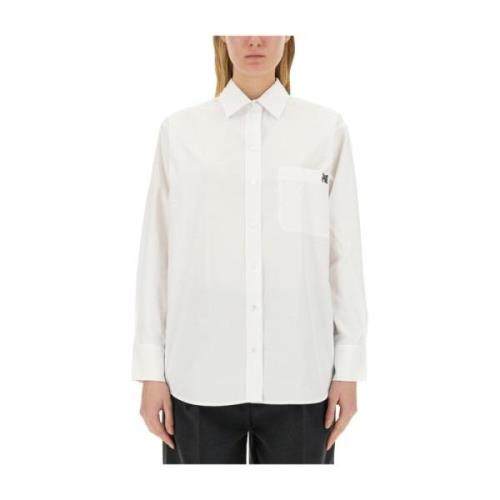 Logo Shirt in Katoenen Casual Fit Maison Kitsuné , White , Dames