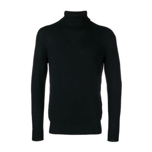 Zwarte Merinowol Coltrui Sweater Drumohr , Black , Heren