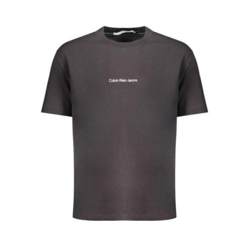 Zwart Katoenen T-shirt met Print Calvin Klein , Black , Heren