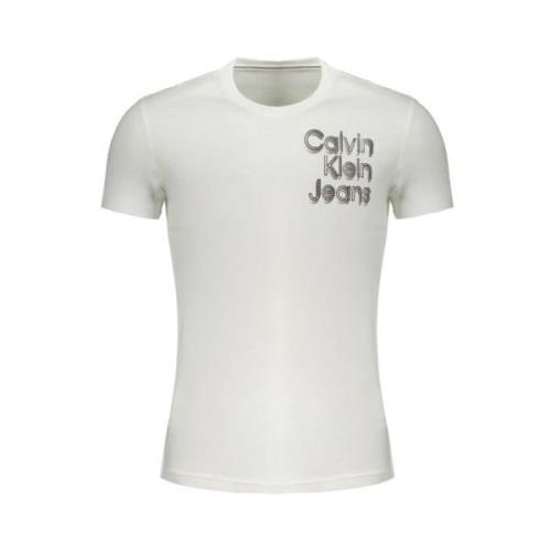 Heren T-shirt met korte mouwen van katoen Calvin Klein , White , Heren