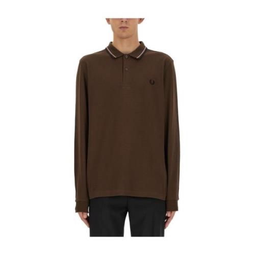 Logo Katoenen Polo Shirt Fred Perry , Brown , Heren