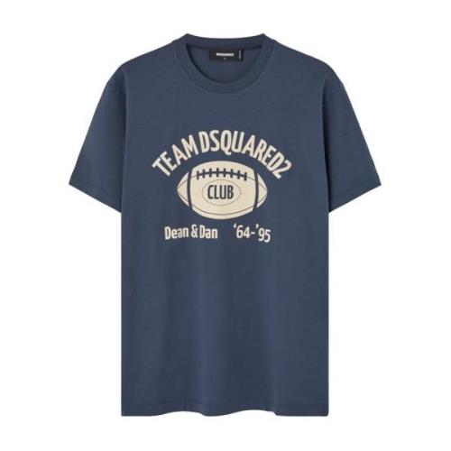 Blauw bedrukt herenshirt Dsquared2 , Blue , Heren