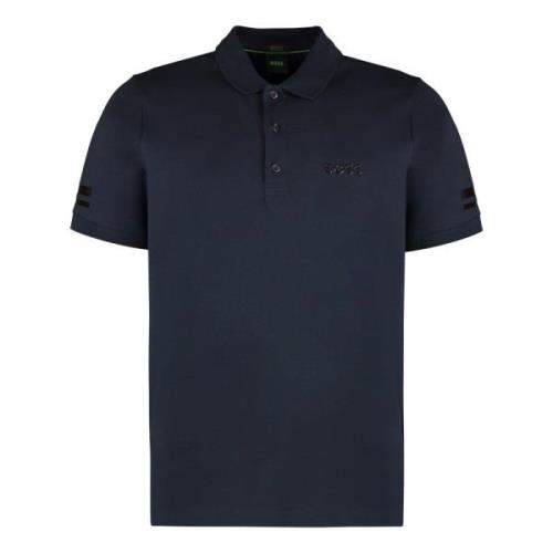 Gebreide Rand Katoenen Poloshirt Hugo Boss , Blue , Heren