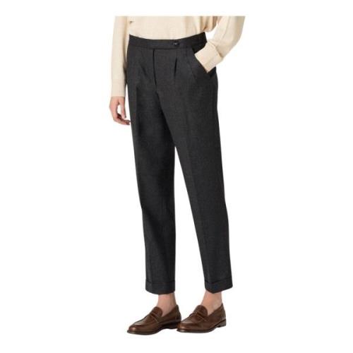 Flanellen Wol Kasjmier Rechte Broek Massimo Alba , Gray , Dames