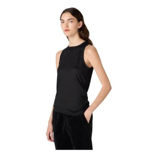 Mouwloze Wollen Jersey Top Massimo Alba , Black , Dames