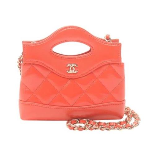 Pre-owned Leather handbags Chanel Vintage , Orange , Dames