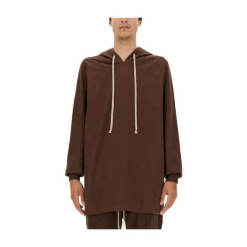 Oversized Katoenen Hoodie Rick Owens , Brown , Heren