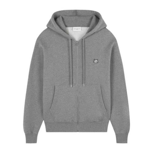 Grijze Hoodie met Rits Maison Kitsuné , Gray , Heren