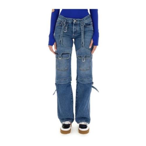 Cargo Jeans voor vrouwen Off White , Blue , Dames