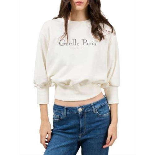 Beige Casual Sweatshirt met Logo Gaëlle Paris , Beige , Dames