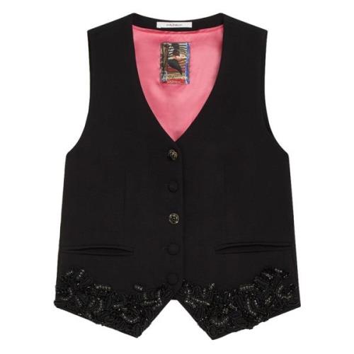 Zwarte Polyester Damesvest Maliparmi , Black , Dames