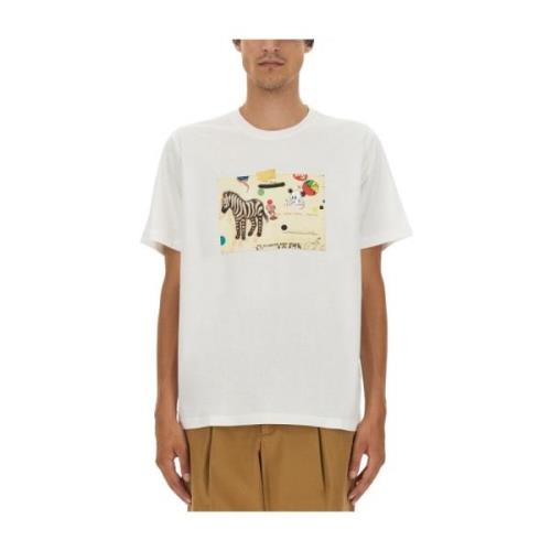 Zebra Print Katoenen T-Shirt PS By Paul Smith , White , Heren