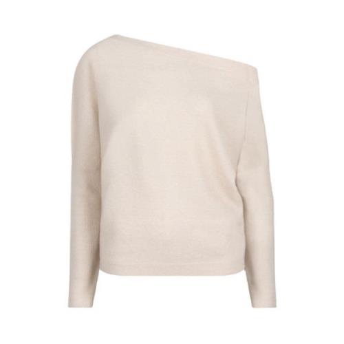 Asymmetrische Wollen Trui in Vanilla Chai Dante 6 , Beige , Dames