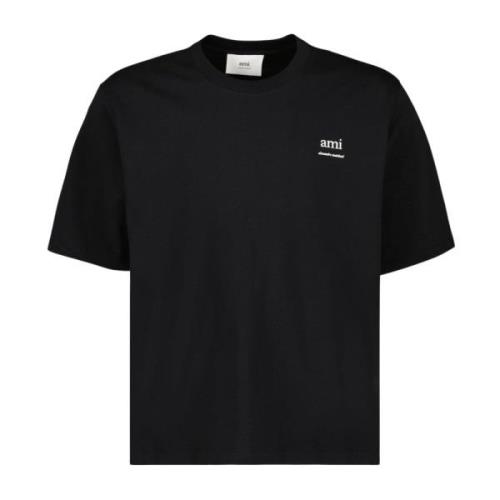 Geborduurd Hart T-shirt Ami Paris , Black , Heren