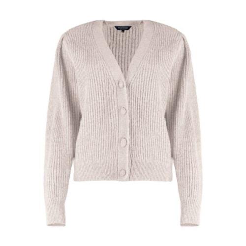 V-hals Cardigan met Ballonmouwen Bloomings , Beige , Dames