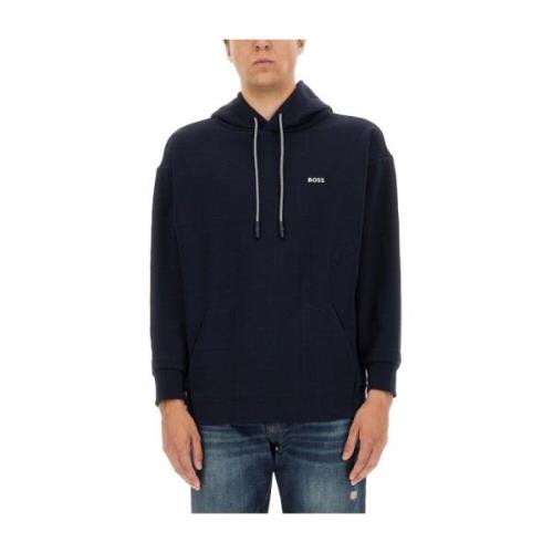 Logo Sweatshirt, Comfortabel en Stijlvol Boss , Blue , Heren