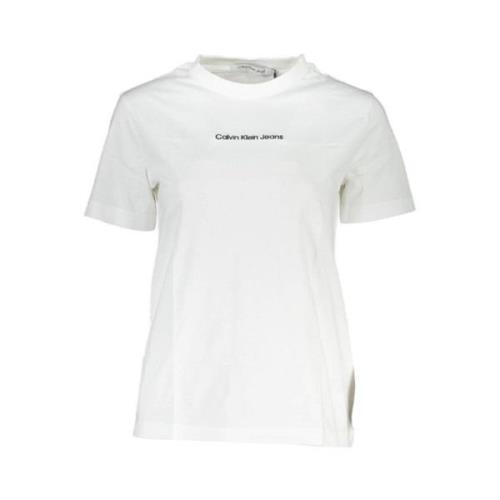 Stijlvol katoenen T-shirt met logo borduurwerk Calvin Klein , White , ...