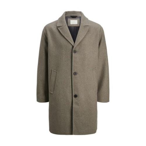 Elegante Greige Wollen Jas Jack & Jones , Gray , Heren