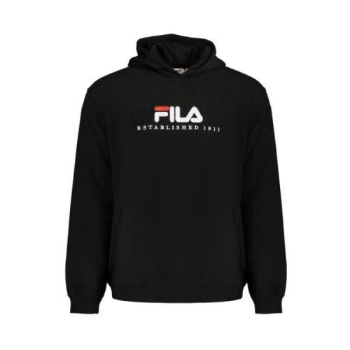 Zwarte Katoenen Hoodie Stijlvol Comfort Fila , Black , Heren