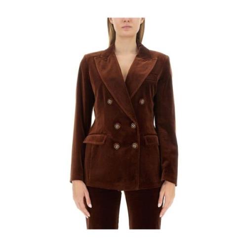 Elegant Double-Breasted Cotton Jacket Etro , Brown , Dames