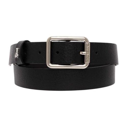 Zwarte gehamerde leren riem Patrizia Pepe , Black , Dames