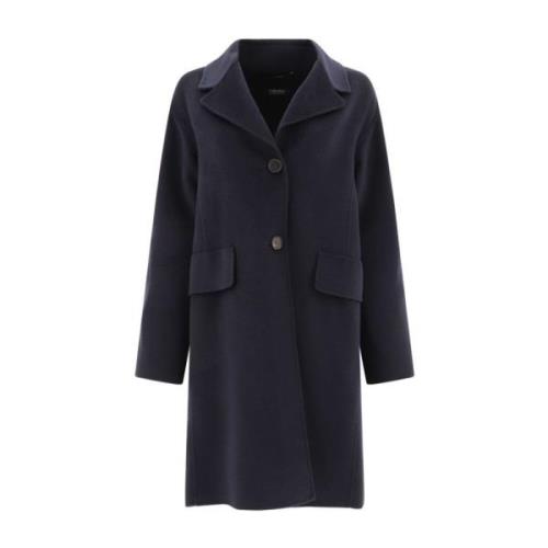 Blauwe Wollen Jas met Enkele Rij Knopen Max Mara , Blue , Dames