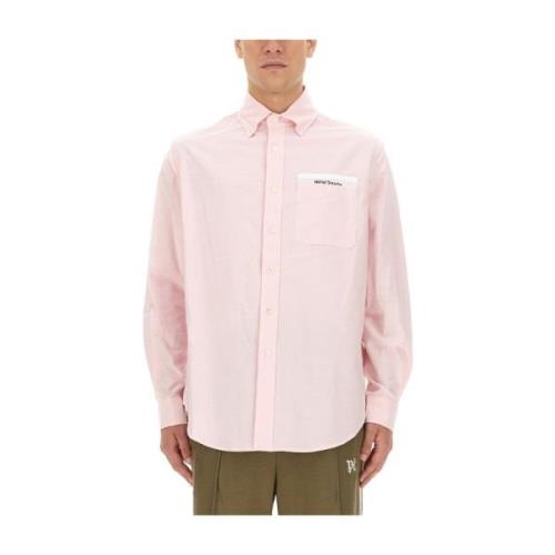 Italiaans Katoenen Casual Oversized Shirt Palm Angels , Pink , Heren