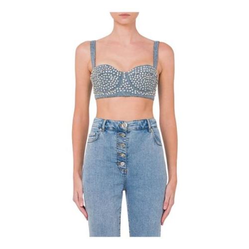 Elegante Mouwloze Top Moschino , Blue , Dames