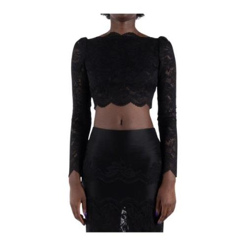 Elegante Zwarte Top met Lange Mouwen Paco Rabanne , Black , Dames