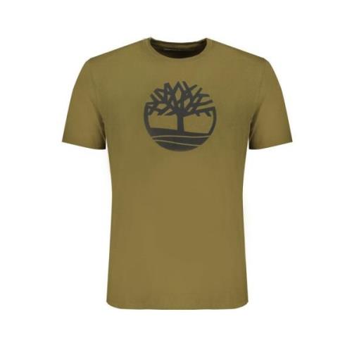 Groen Katoenen T-shirt Timberland , Green , Heren