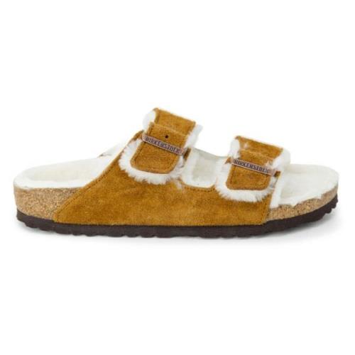 Bruine Instap Rubberen Zoolschoenen Birkenstock , Brown , Dames