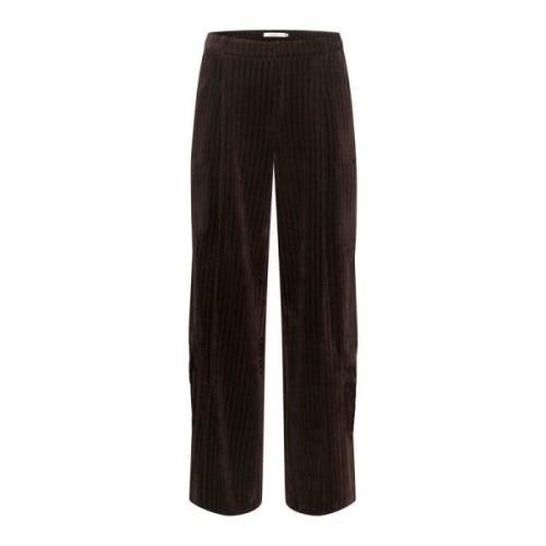 Wijde Hoge Taille Broek Gestuz , Brown , Dames