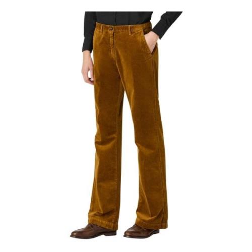 Wijde fluwelen broek Massimo Alba , Brown , Dames