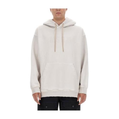 Klassieke Katoenen Hoodie voor Mannen Msgm , Beige , Heren