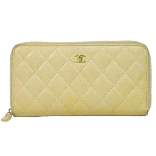 Pre-owned Leather wallets Chanel Vintage , Beige , Dames