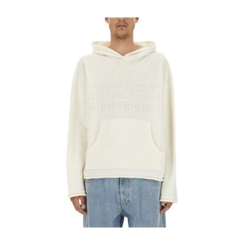 Logo Jersey Cropped Fit Hoodie MM6 Maison Margiela , Beige , Heren