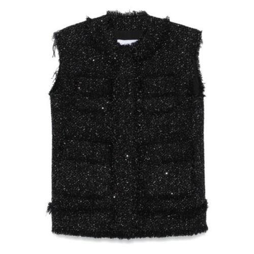 Stijlvolle Polyester Vest voor Vrouwen Msgm , Black , Dames