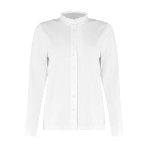 Ruche Kraag Jersey Blouse Bloomings , White , Dames