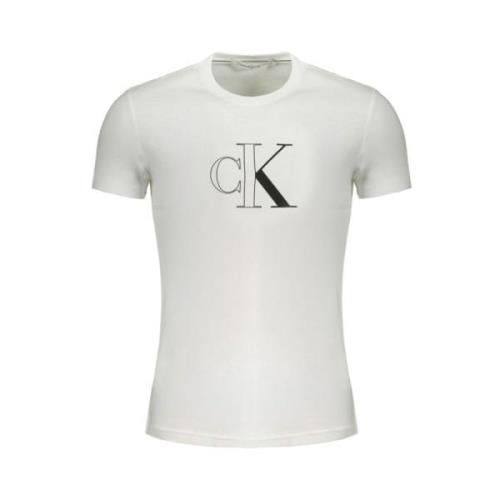 Heren T-shirt met korte mouwen van katoen Calvin Klein , White , Heren