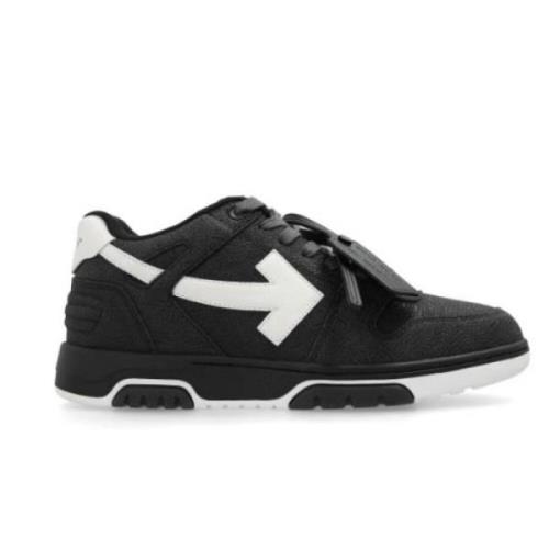 Zwarte Leren Sneakers met Pijlmotief Off White , Black , Heren