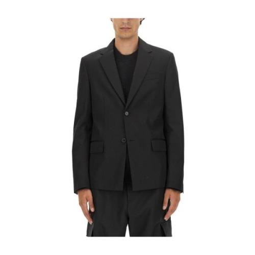 Klassieke Wollen Blazer Off White , Black , Heren