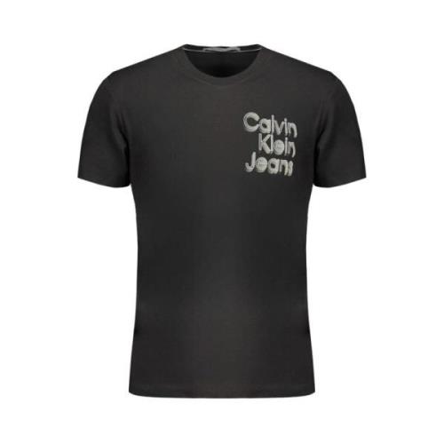 Zwart Katoenen T-shirt met Print Calvin Klein , Black , Heren