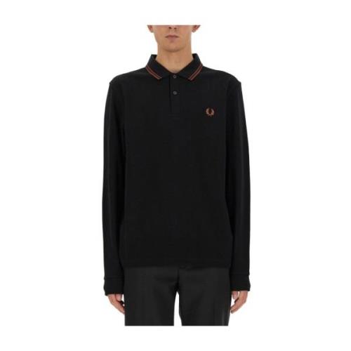 Polo met logo Regular Fit Katoen Fred Perry , Black , Heren