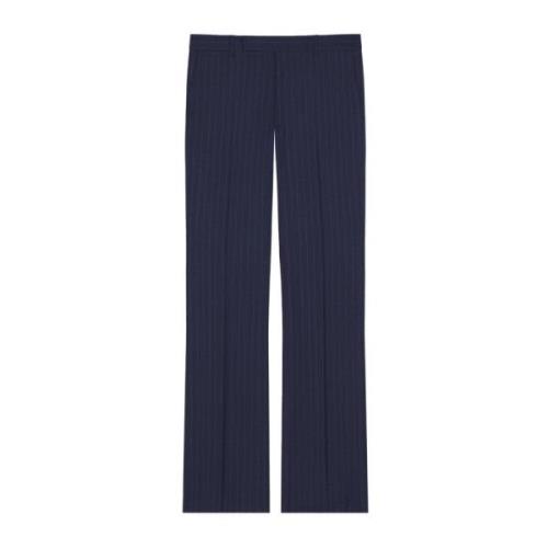 Virgin Wool Straight Leg Broek Navy Givenchy , Blue , Heren