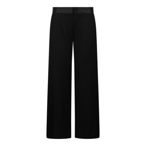 Wijde broek met satijnen bies Victoria Beckham , Black , Dames