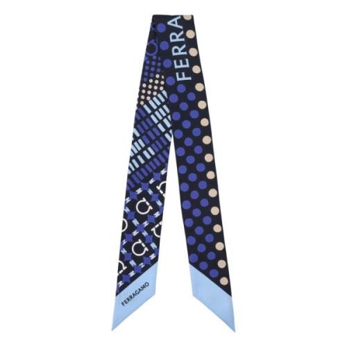 Zijden Polka Dot Geometrische Sjaal Salvatore Ferragamo , Blue , Dames