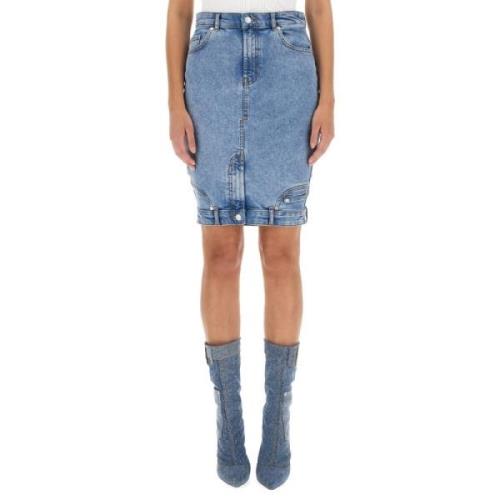 Denim Rok met Knoopsluiting Moschino , Blue , Dames